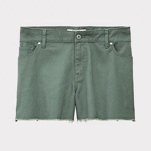 Torrid Denim Short Short — Vintage Stretch Light Olive Green